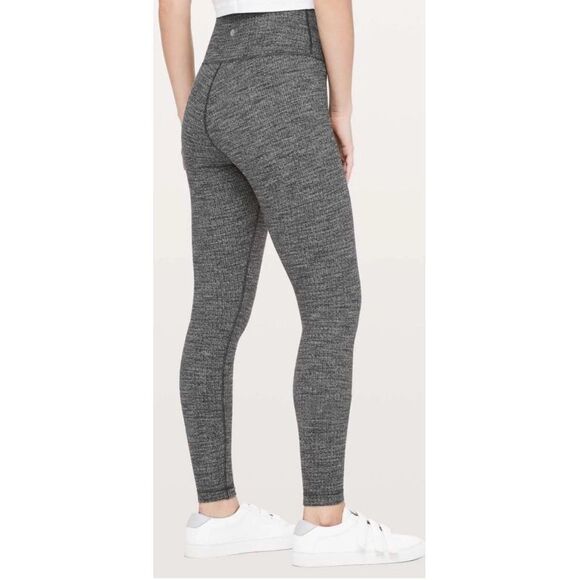 Lululemon Womens High Rise Wunder Under Knit Leggings Heathered Gray Black Size - Picture 2 of 10
